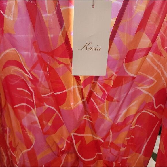 KASIA ROUCHED LAYERED MINI MULTI COLOR DRESS SIZE SMALL RETAIL $238 - Picture 2 of 7